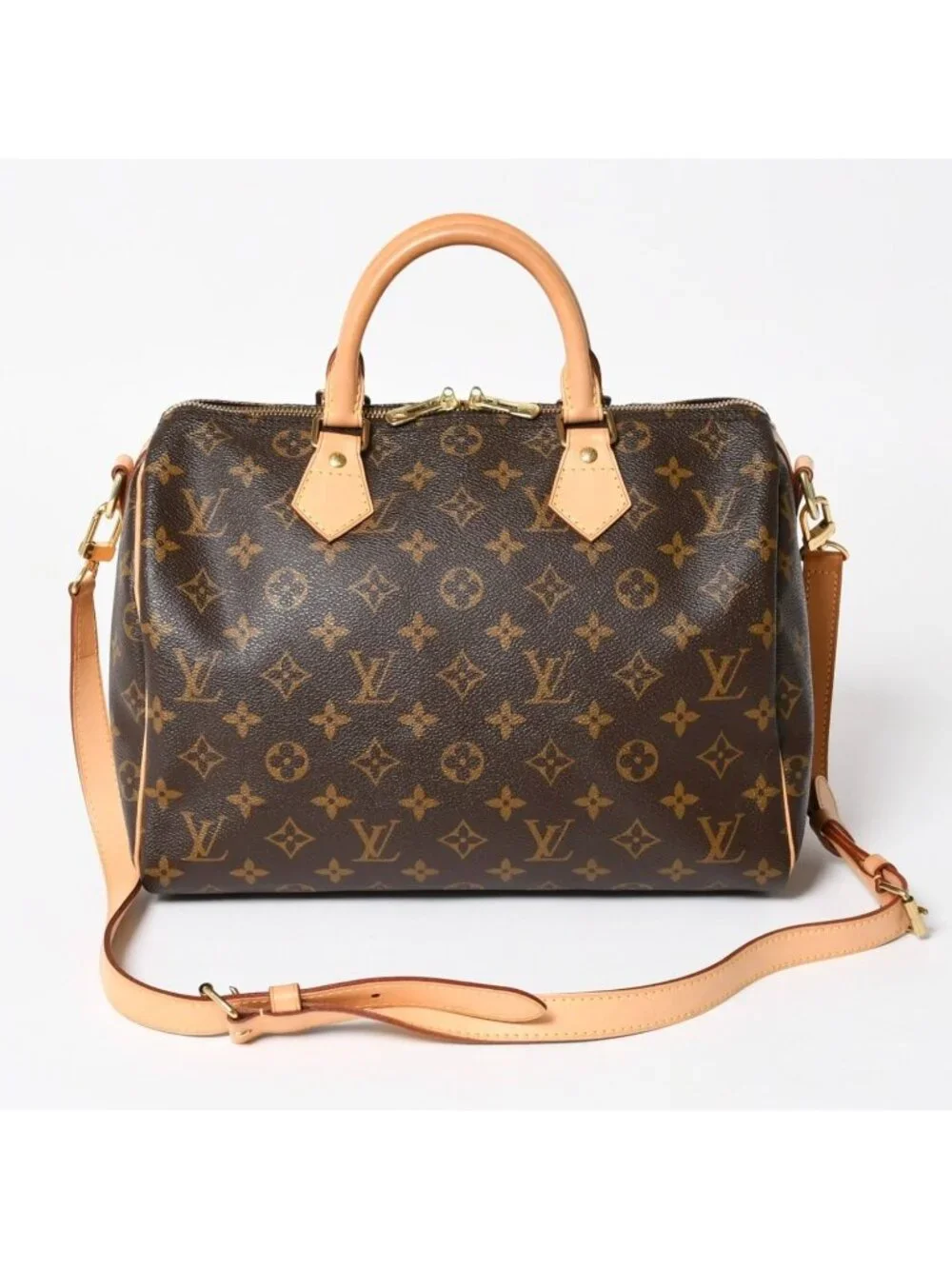 Louis Vuitton Monogram Speedy Bandouliere 30 Handbag Brown Gold